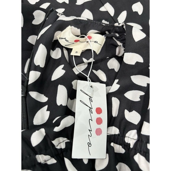 Black & White Abstract Print Sleeveless Maxi Dress Lined Small Tie Back NWT - Picture 7 of 10